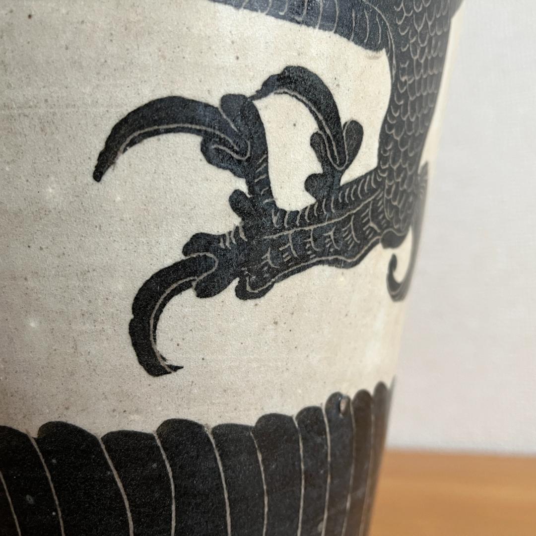 北宋〜金 磁州窯 掻落し龍文 梅瓶 高41.2cm φ20.4cm
