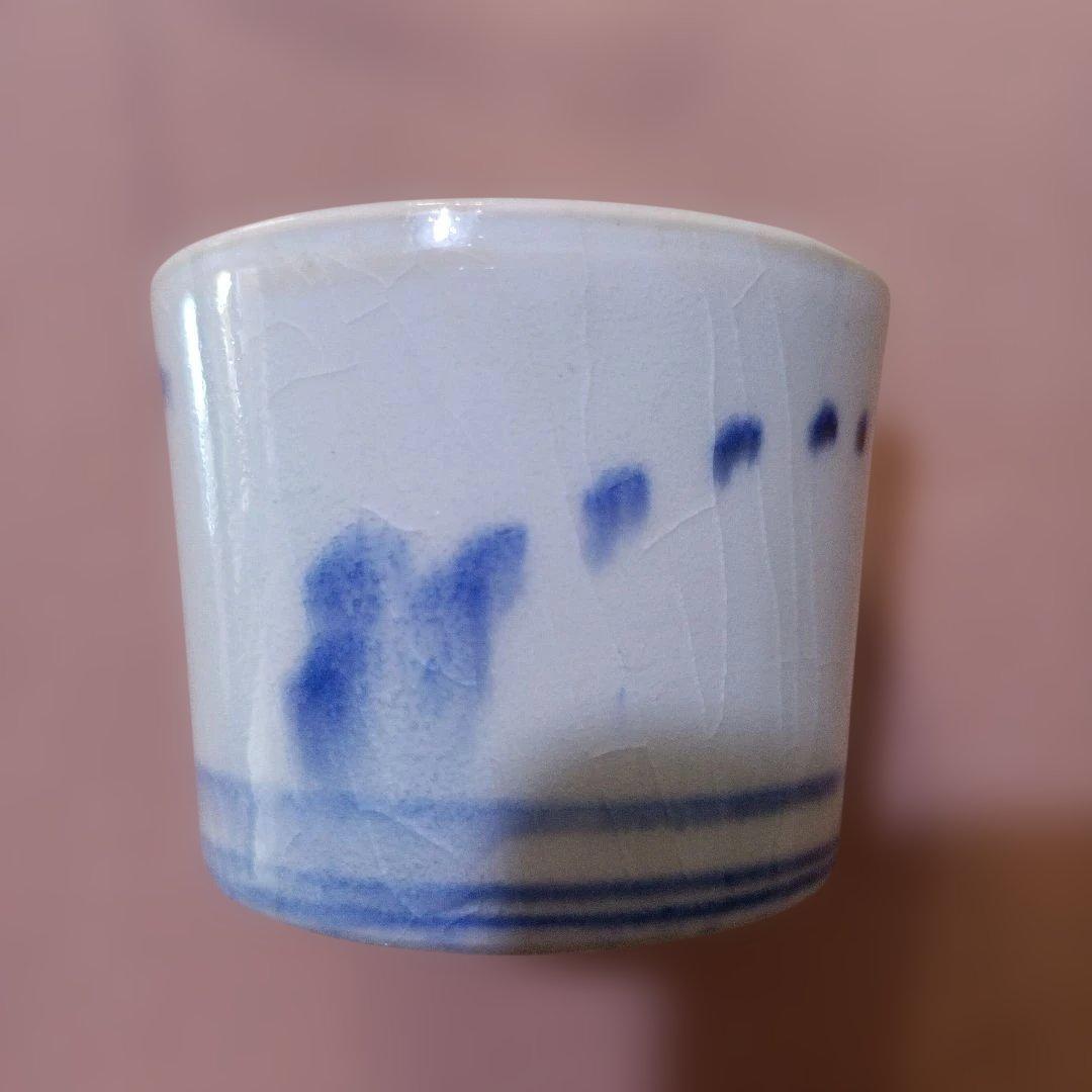 古伊万里蕎麦猪口江戸後期山水図霞図見込み文様有り