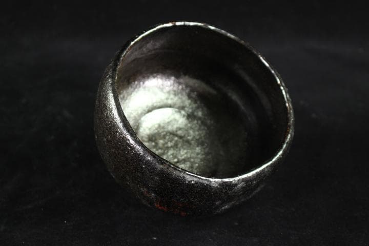 十三代 楽吉左衛門 惺入 黒茶碗 共箱 表千家 十二代 惺斎極め 花押 扇面彫り