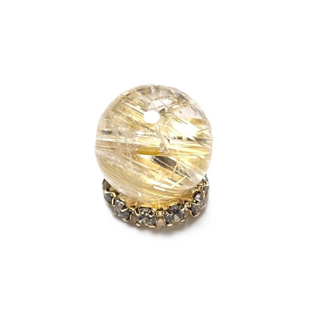【鋭い極太金針がとにかく目立つ】ゴールドタイチンルチル 8ミリ 粒売り 貫通穴有