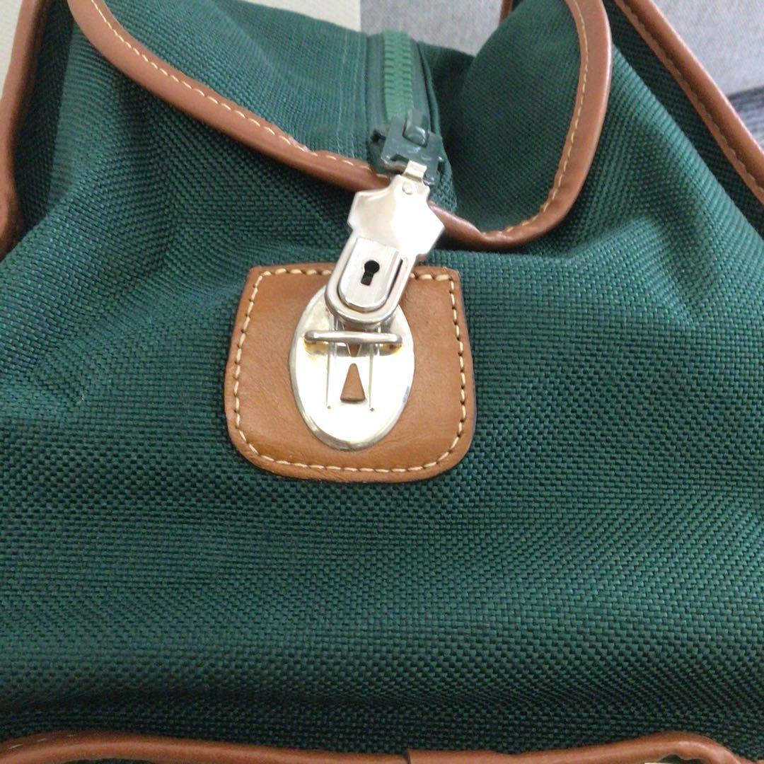 【希少】ランセル LANCEL キャンバス×本革 ボストンバッグ 緑