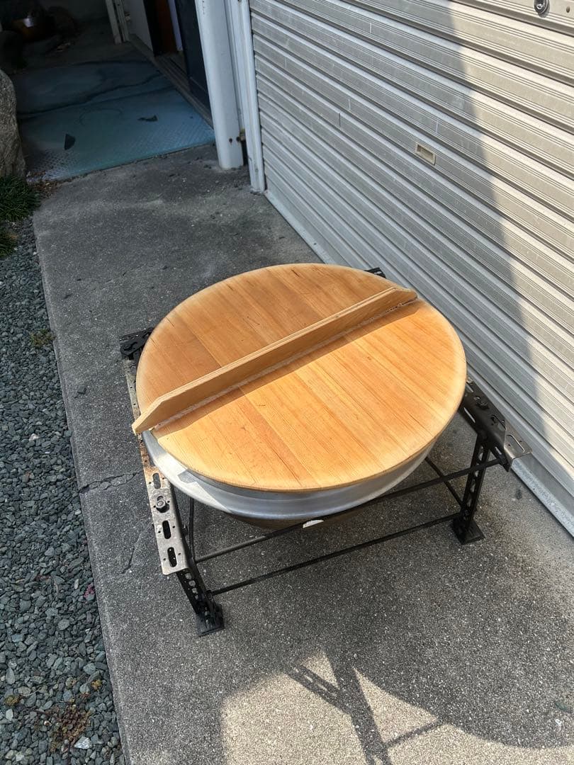 蕎麦　うどん釜 木製蓋付き シルバー