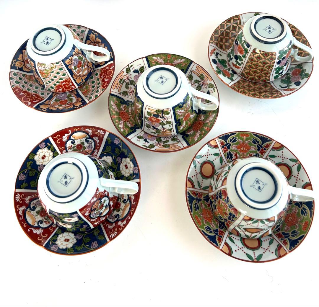 【新品】 有田焼 古伊万里 清秀 珈琲揃 カップ＆ソーサー 5客セット 桐箱入