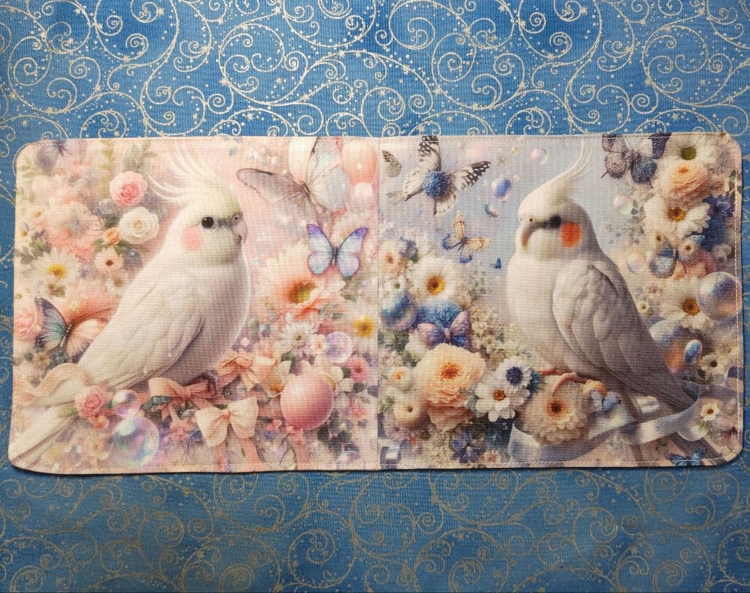 もも＆まりん　804 ハンカチ　インコ柄
