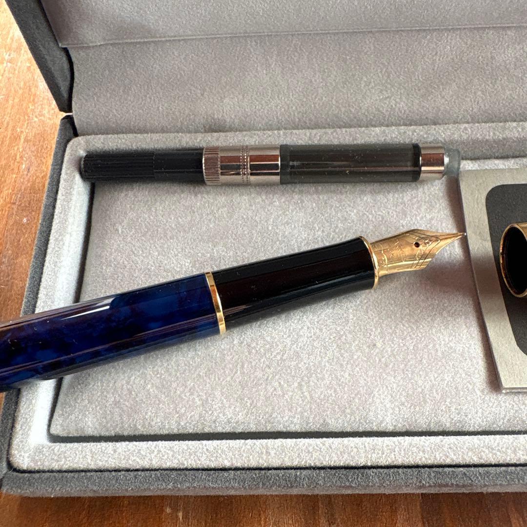PARKER 青色万年筆 金ペン先付き