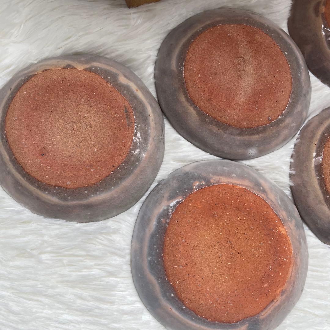 【5客セット】鉢 菓子器 銘々皿 萩焼 大和 保男 窯 作 茶道　箱付き