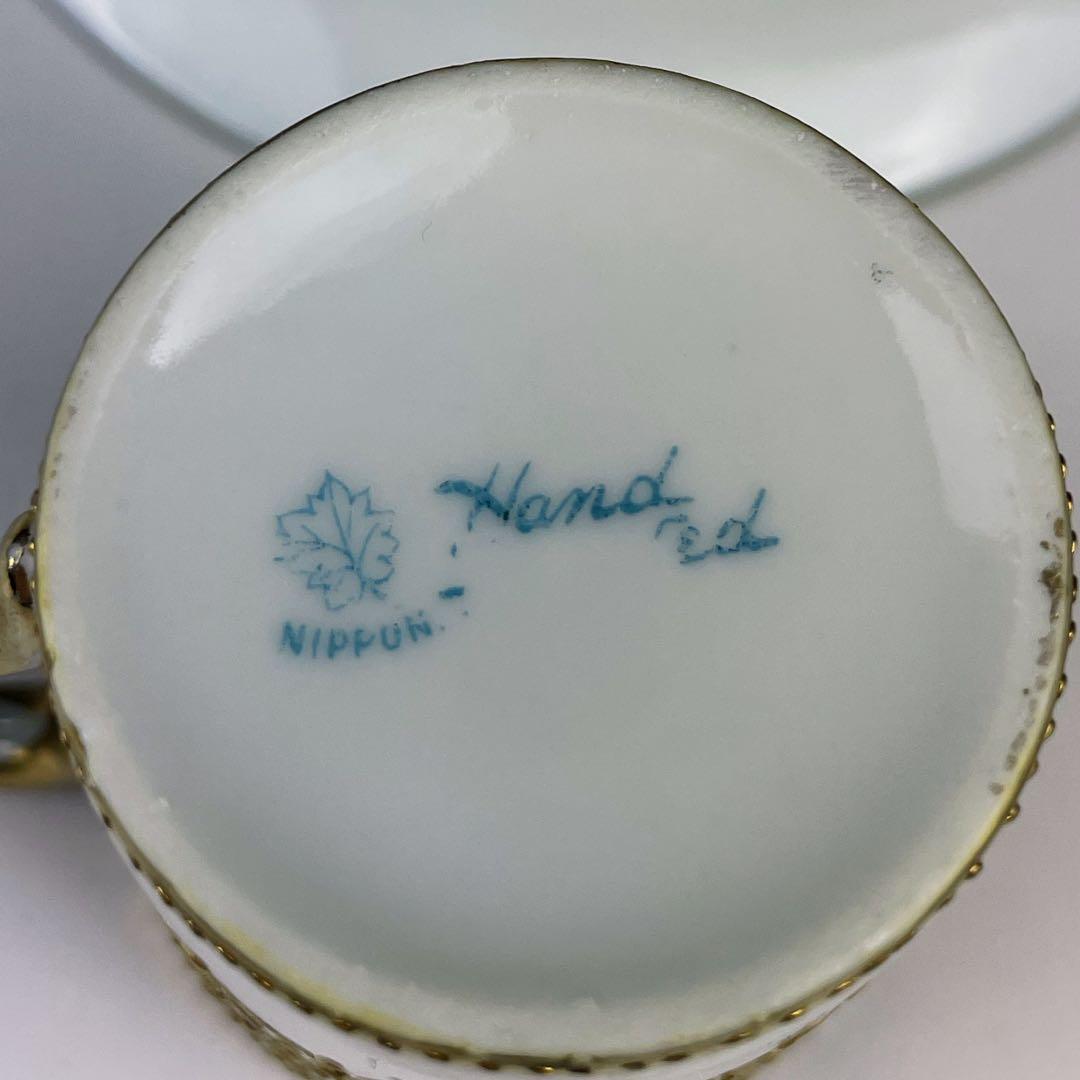 オールドノリタケ 金盛り カップ＆ソーサー ２客 メープルリーフ アンティーク