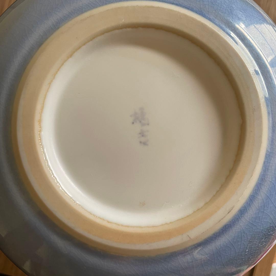 清水焼楠吉作　青彩　花生