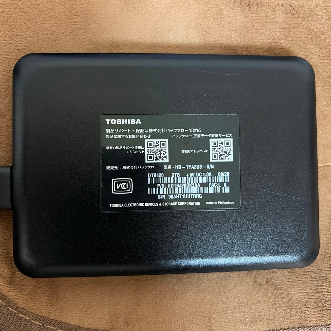 TOSHIBA 2TB 外付けハードディスク HD-TPA2U3-BK