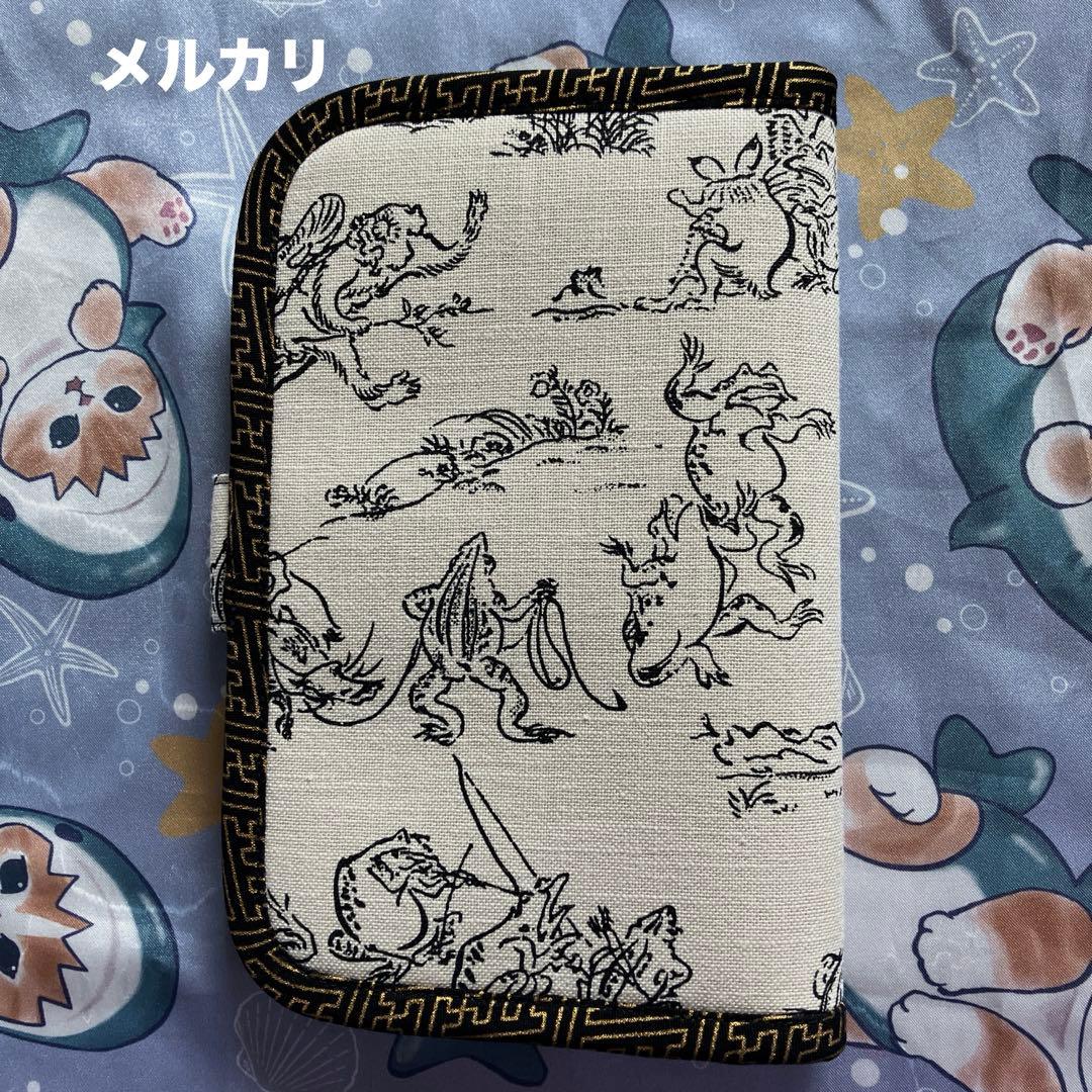 鳥獣戯画　お薬手帳ケース　ハンドメイド　マルチケース　和柄