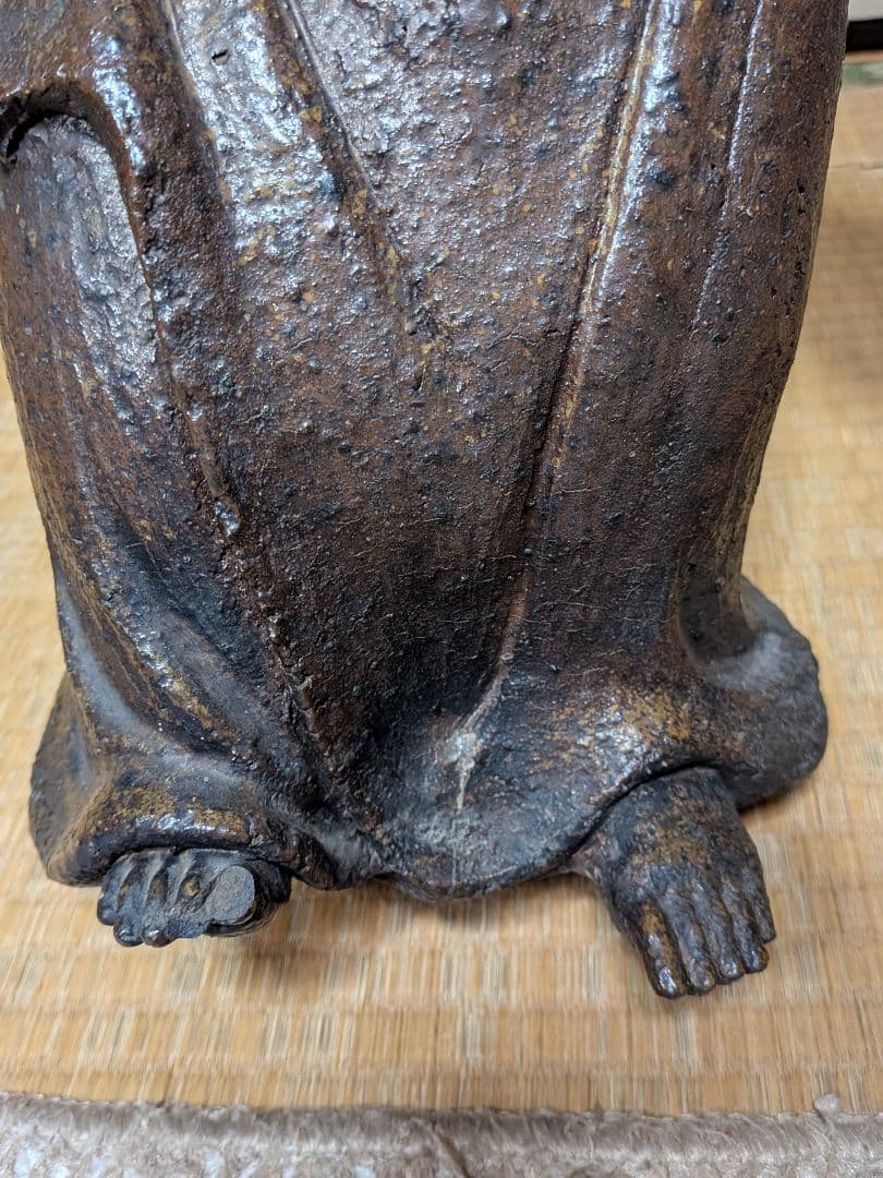 明治～昭和初期 一木作 備前焼 踊る娘像 扇子 陶像 百姓 農家 舞妓 舞姫