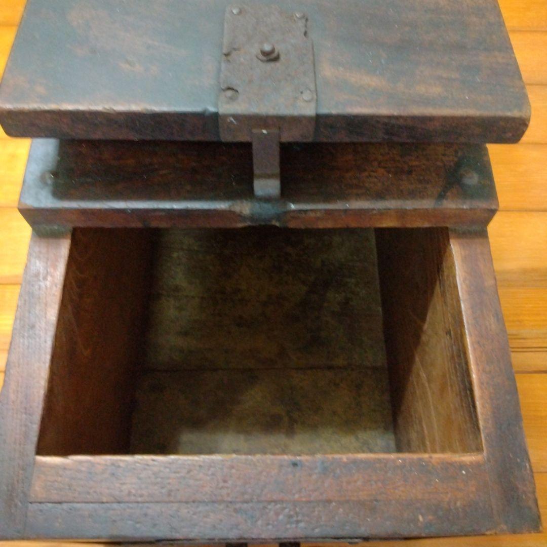 天明参年1783年蔵出し銭箱　賽銭箱　帳箱　木製金庫古民具江戸時代物アンティーク