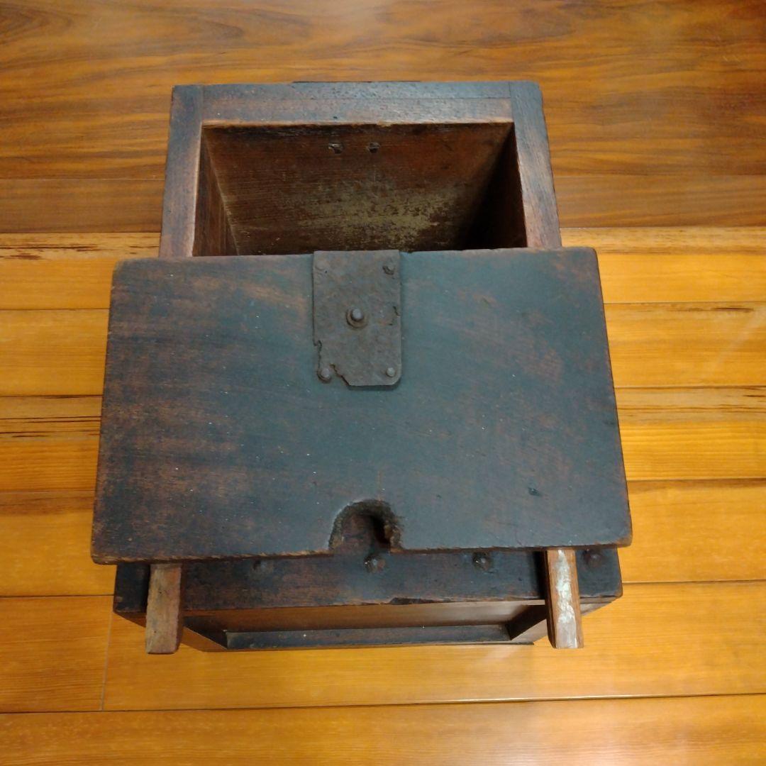 天明参年1783年蔵出し銭箱　賽銭箱　帳箱　木製金庫古民具江戸時代物アンティーク