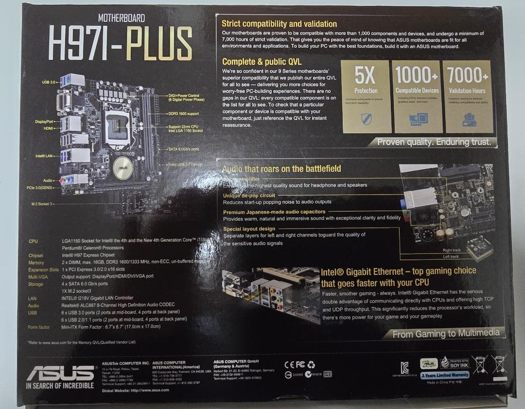 ASUS H97I-PLUS マザーボードITX i5 4590S メモリ16G
