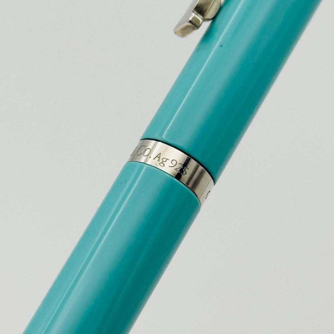 美品 ティファニー Tクリップ ボールペン SV925 シルバー ブルー 文房具