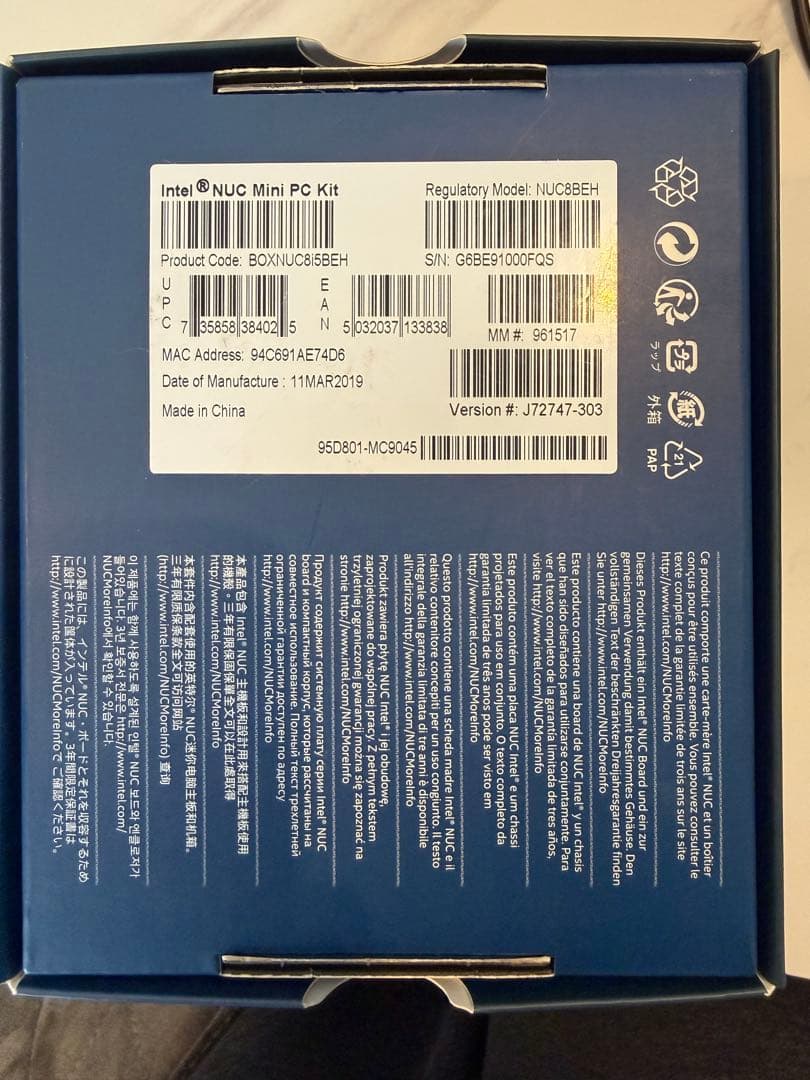 【箱付美品】Intel NUC Core i5/16GB/256GB/Win11