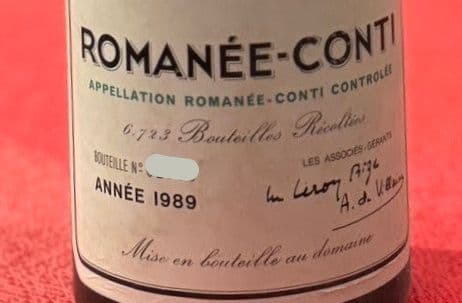 ROMANE-CONTI ロマネコンティ 1989年 赤ワイン❰空瓶❱