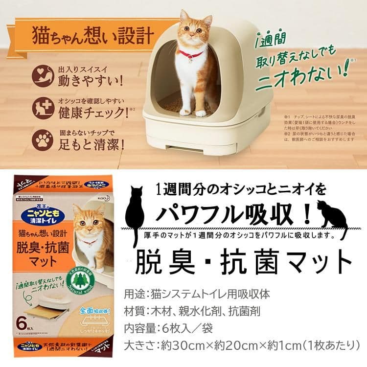 ニャンとも清潔トイレ 脱臭・抗菌マット 6枚入り×10個入り (ケース販売)