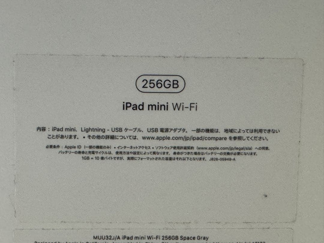 Apple iPad mini 5 256GB スペースグレー 本体