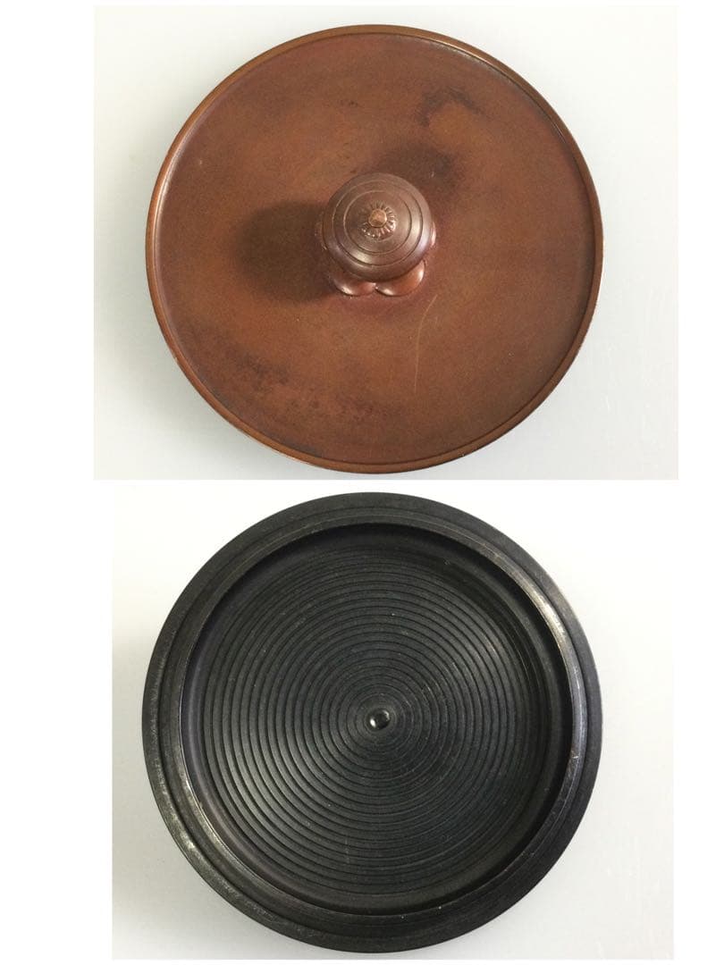 棗釜 茶釜 銅蓋釜環付 茶道具 釜道具 紙箱 T892