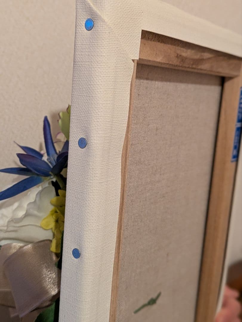 【爽やかな青とグリーンキャンバスアレンジ】新品ハンドメイド　プリザーブド
