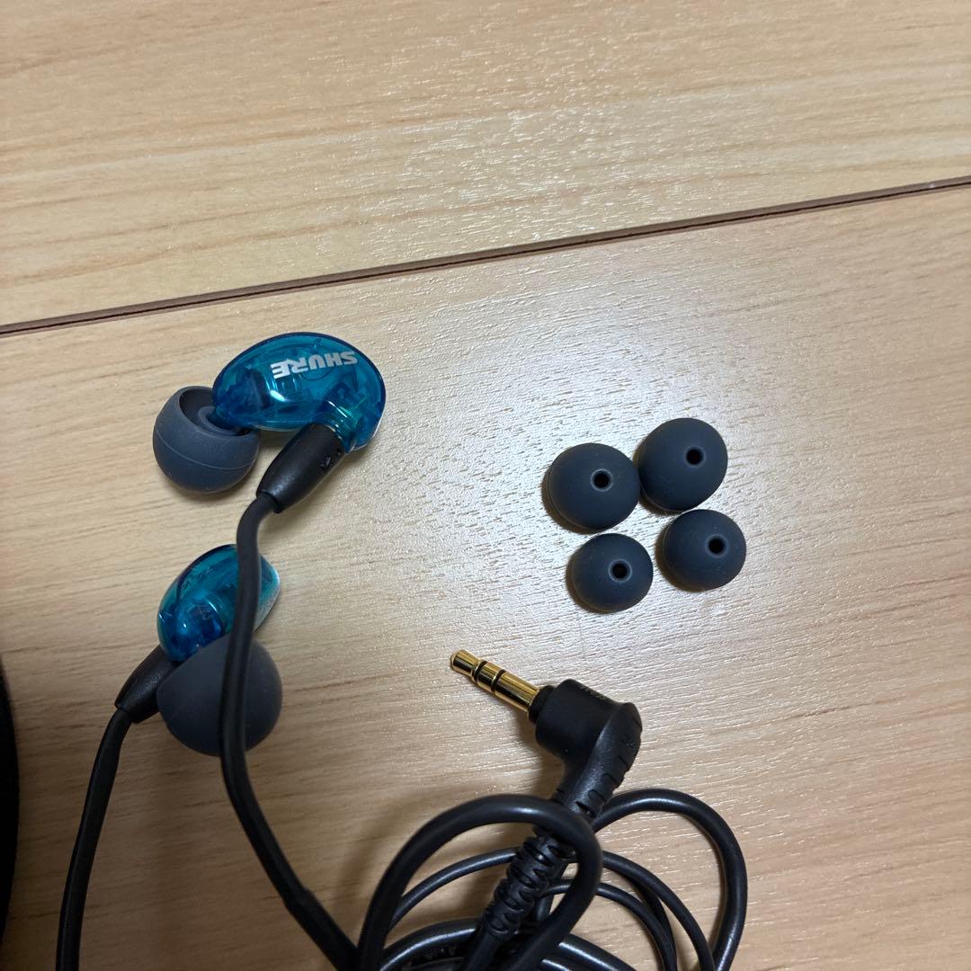SHURE 有線イヤホン 青 収納ケース付き