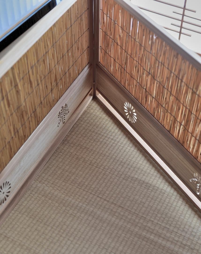 透かし彫り、よしず風炉先屛風【極上品】お茶道具／共箱