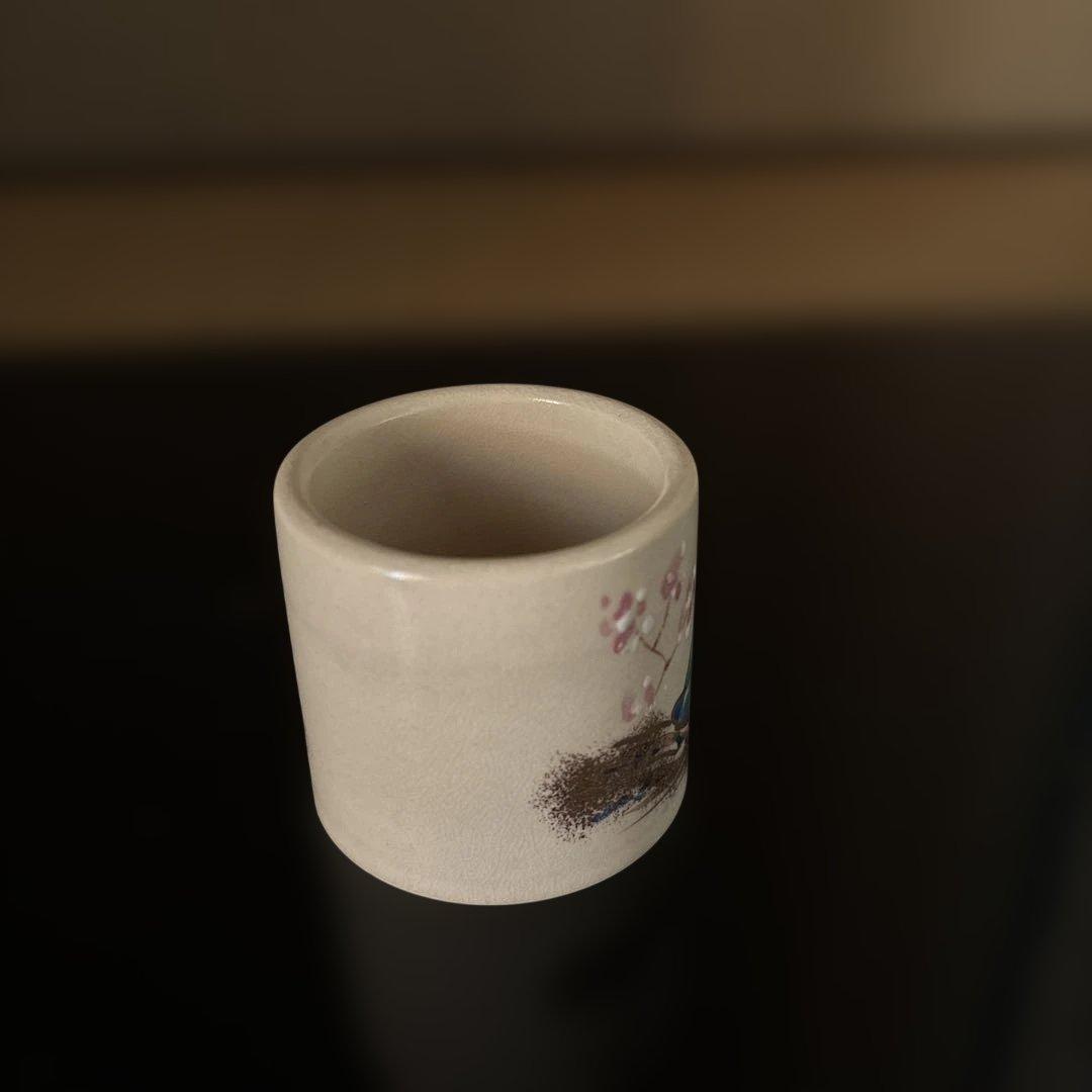 値下げ！茶道　上巳の節句　蓋置と茶碗（仁清檜扇立雛-京焼高台寺窯　陶楽造）　雛祭