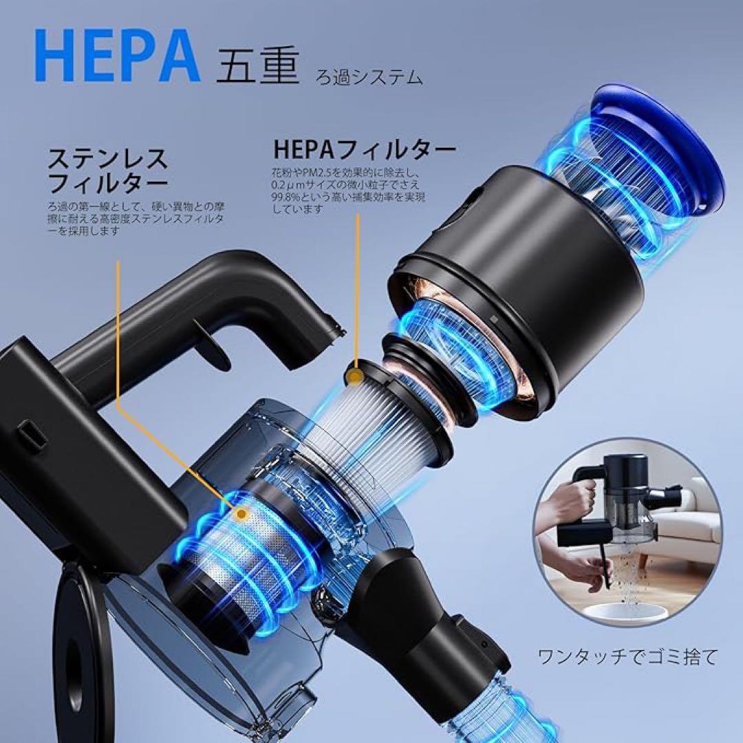 ⭐️新品⭐️ 掃除機 コードレス 45000pa 超強力吸引 サイクロン 軽量 回転