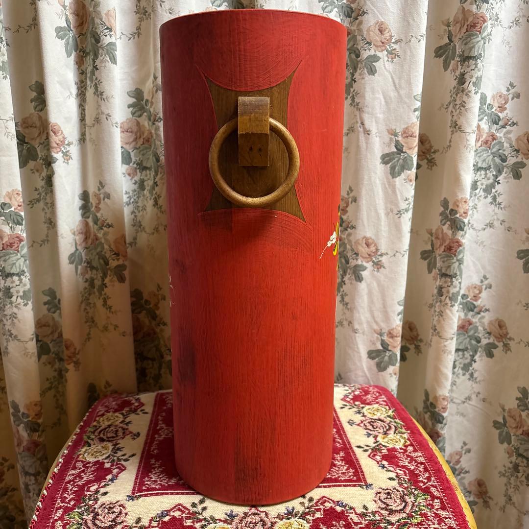 SALE ✨MADE IN ITALY赤い花柄の円筒形バスケット