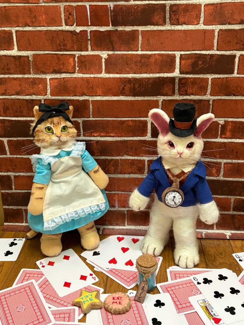 A猫 不思議の国のアリスイメージアートドール【ハンドメイド ぬいぐるみ 猫うさぎ