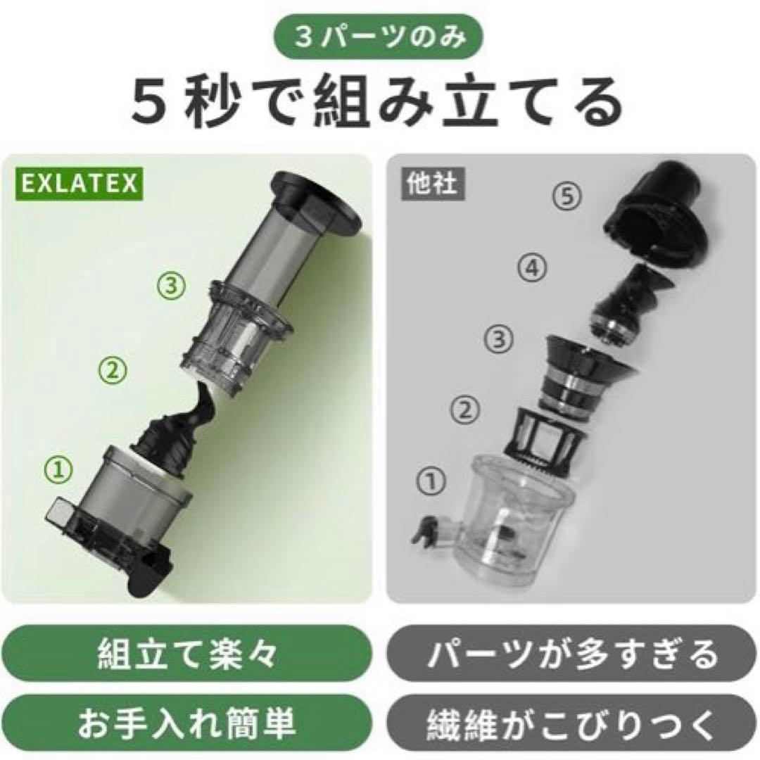 ジューサー 搾りカス分離 低速回転 小型 ミキサー ジュース コンパクト 白