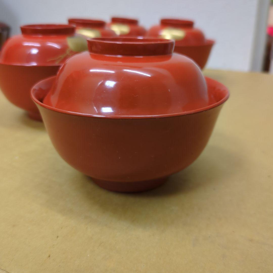 骨董　お椀　蓋付き　漆器　蒔絵　海　木製　漆　5つ〜
