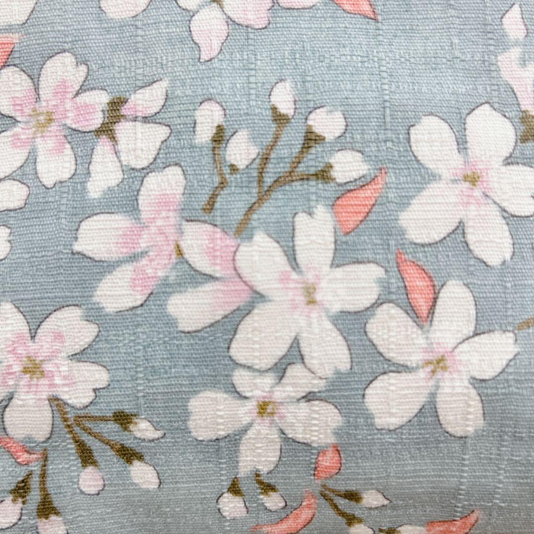 G3sewing がま口バッグ 桜柄 水色 パールハンドル 2WAY