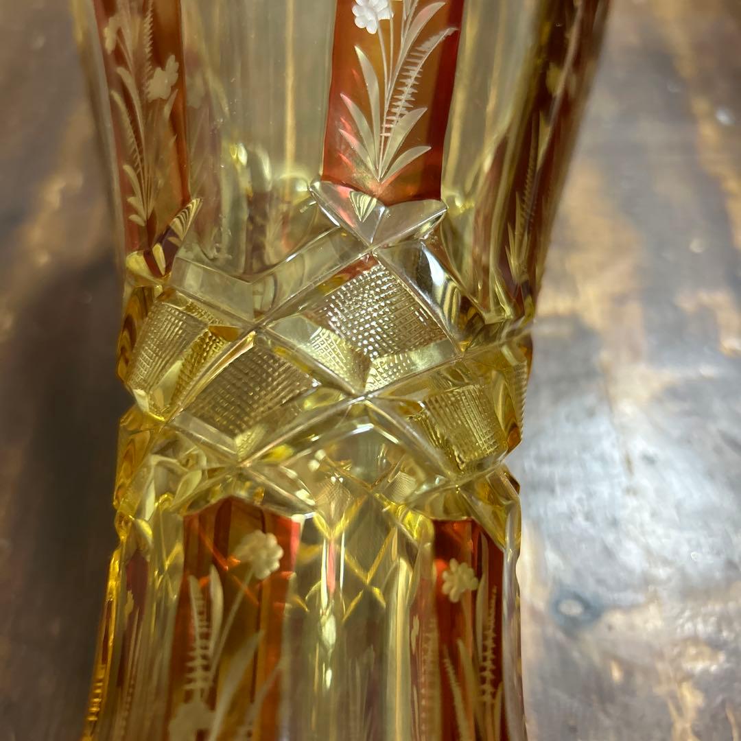 BOHEMIA Cristal フラワーベース　花瓶　チェコ製　切子　高級