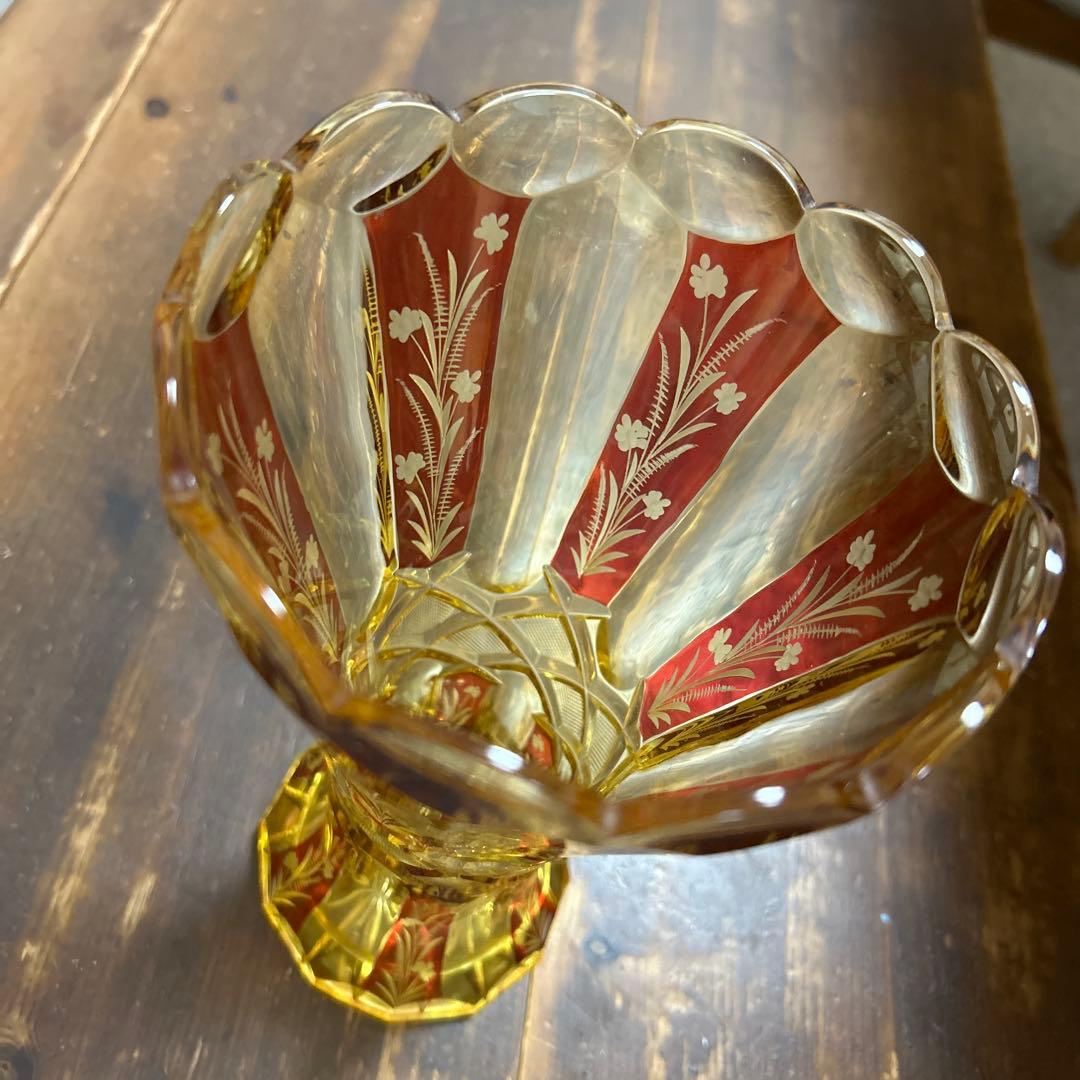 BOHEMIA Cristal フラワーベース　花瓶　チェコ製　切子　高級