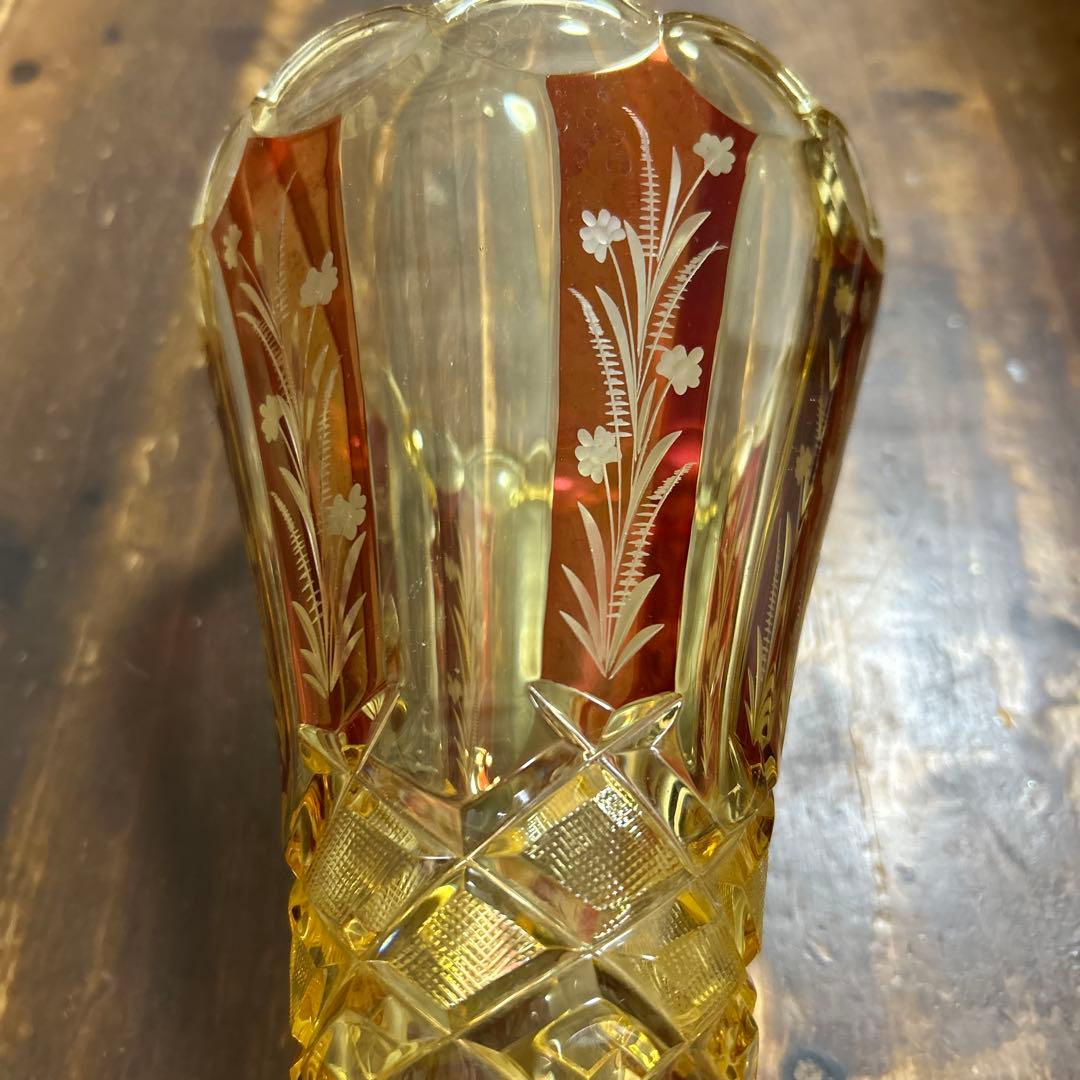 BOHEMIA Cristal フラワーベース　花瓶　チェコ製　切子　高級