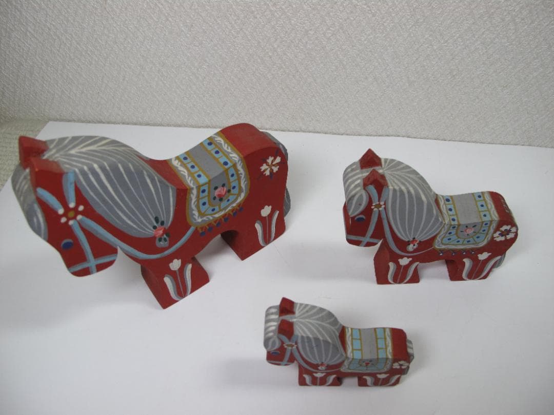 デンマーク　手描木製　スカンジナビア民芸品　３体　インテリア装飾　ビンテージ品