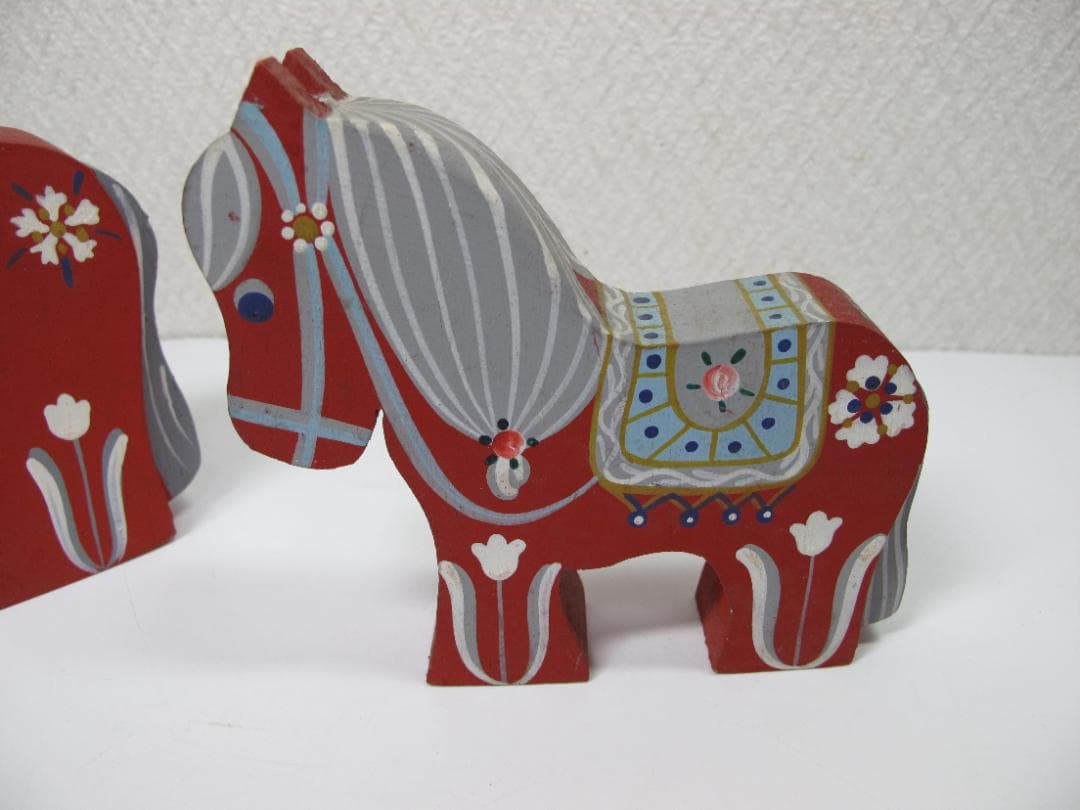 デンマーク　手描木製　スカンジナビア民芸品　３体　インテリア装飾　ビンテージ品
