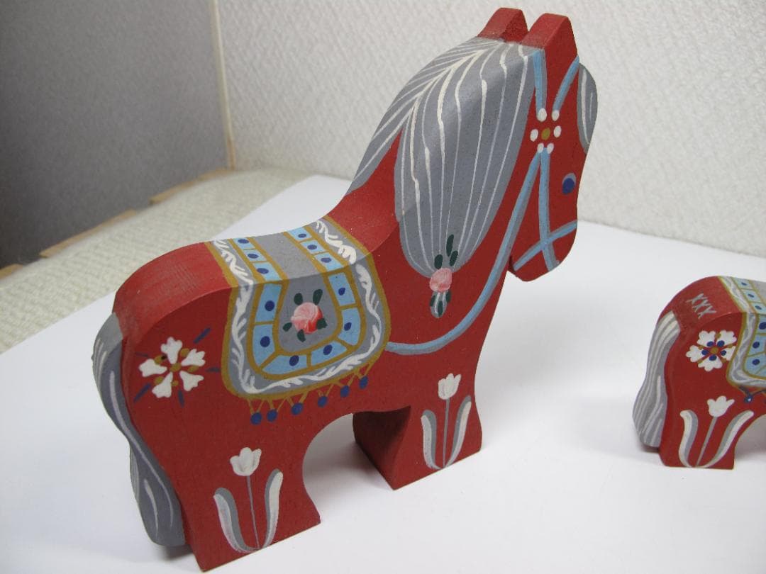 デンマーク　手描木製　スカンジナビア民芸品　３体　インテリア装飾　ビンテージ品