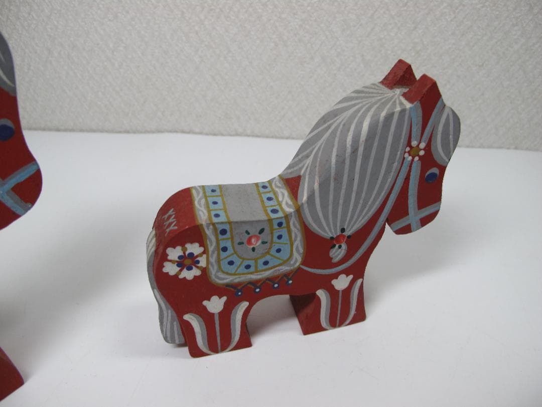 デンマーク　手描木製　スカンジナビア民芸品　３体　インテリア装飾　ビンテージ品