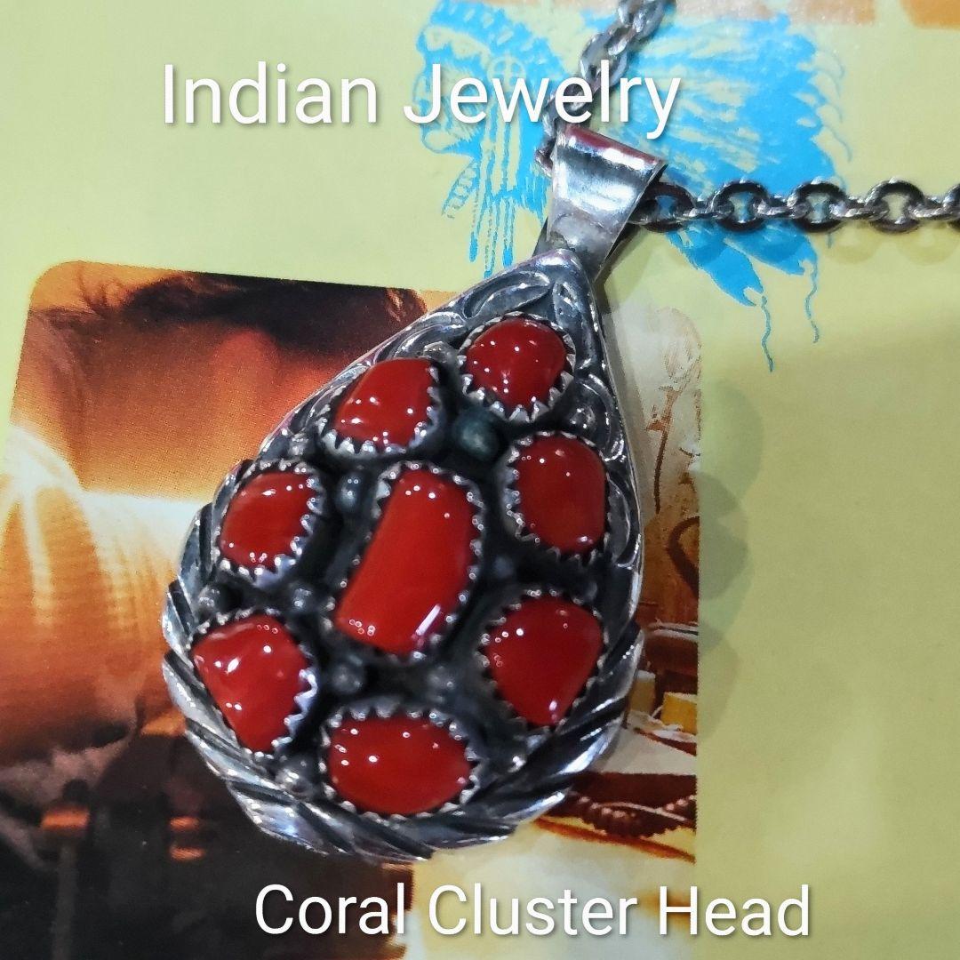 インデアンコーラル ペンダント ズニ族ハンドメイド