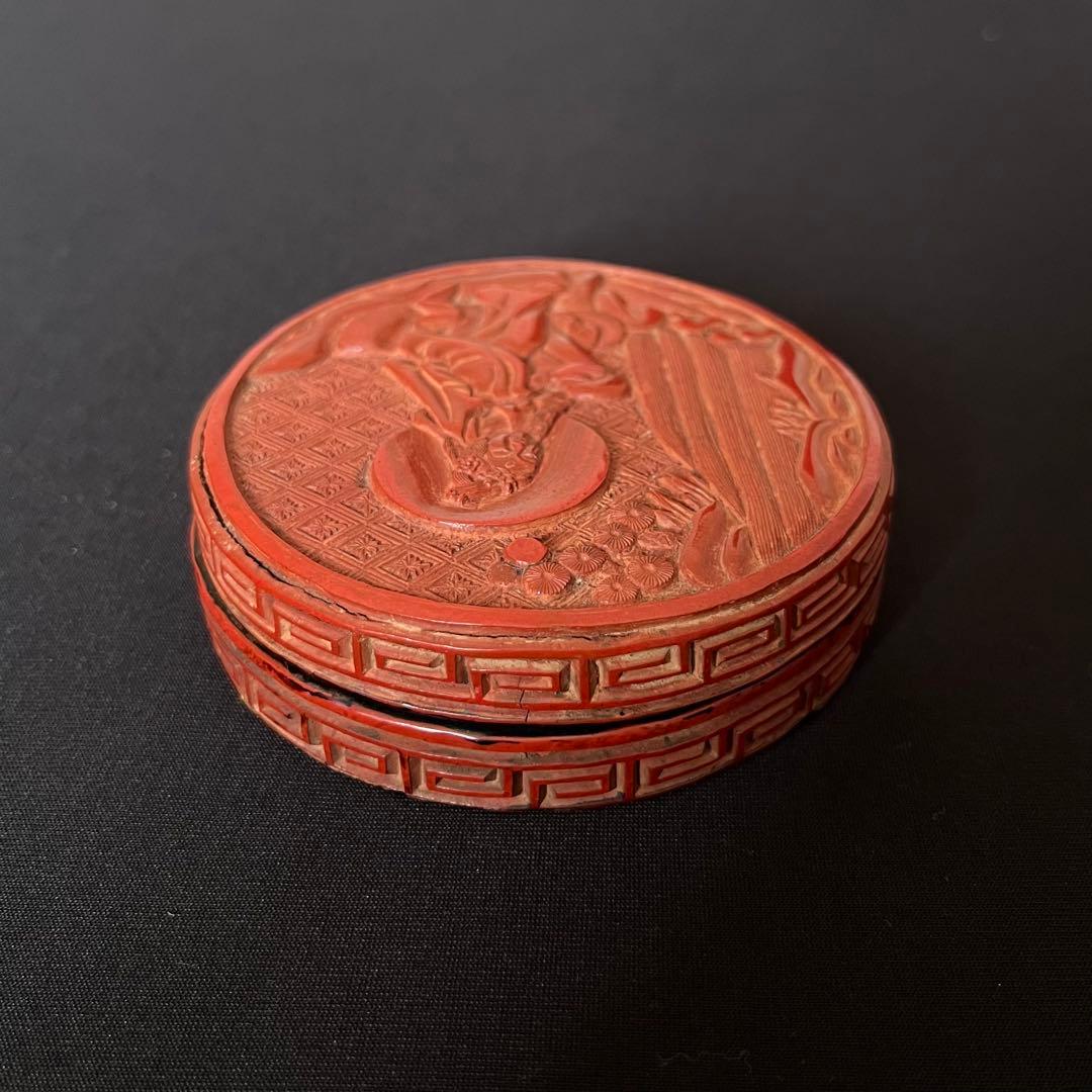 堆朱香合　骨董品　年代不明