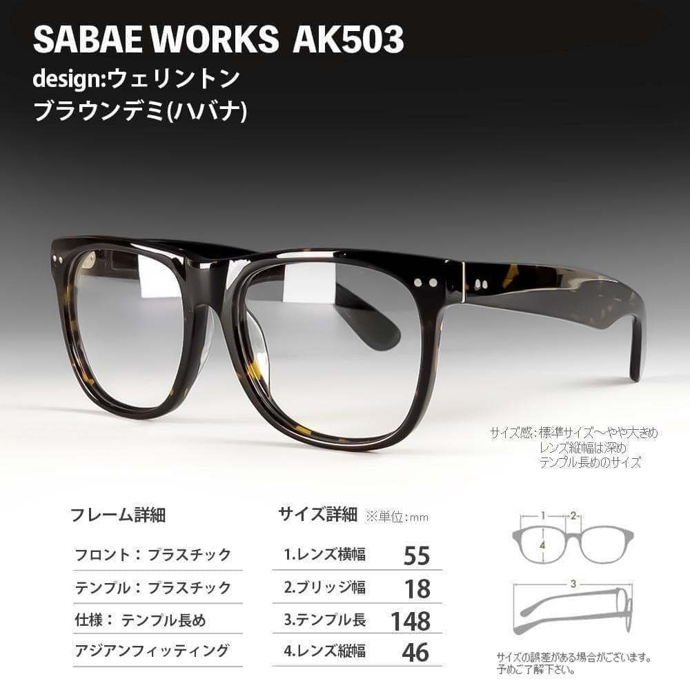 遠近両用メガネ (老眼 +2.50) 鯖江メガネ ヴィンテージ AK503 新品
