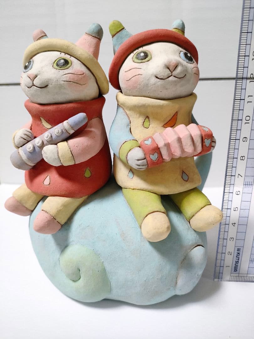 月魚ひろこ　ピエロ楽団　陶器置物