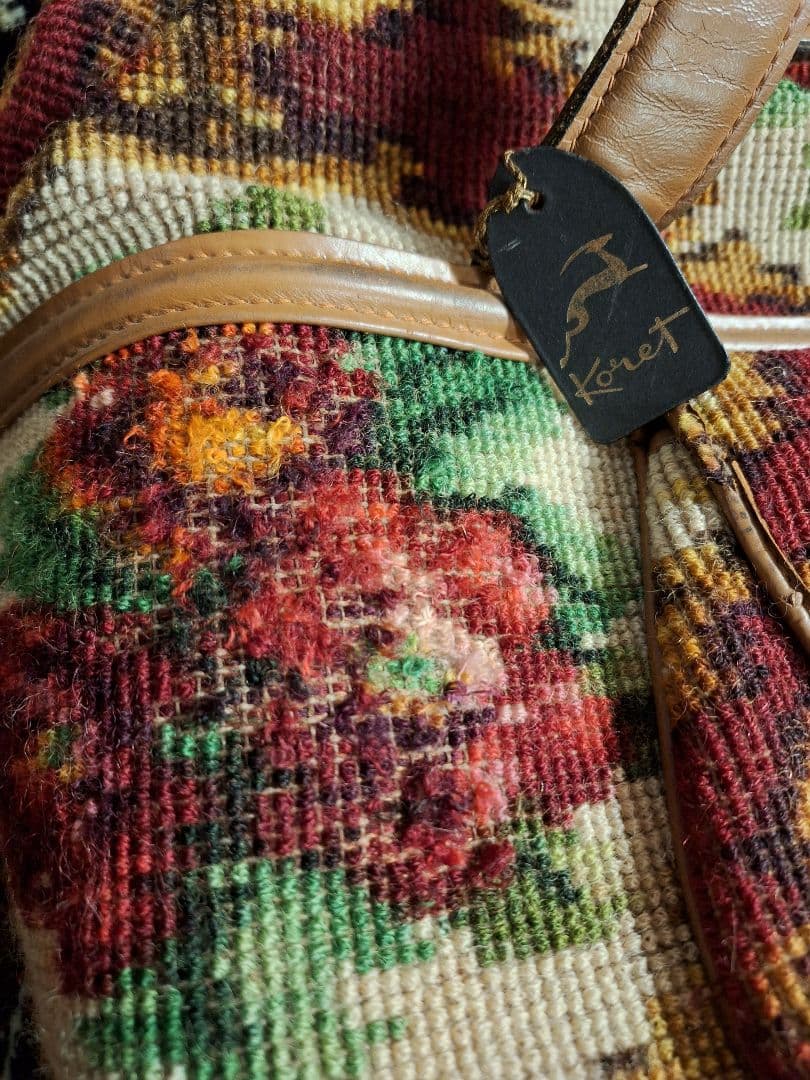 アンティークゴブラン花柄刺繍 ボストンバッグ