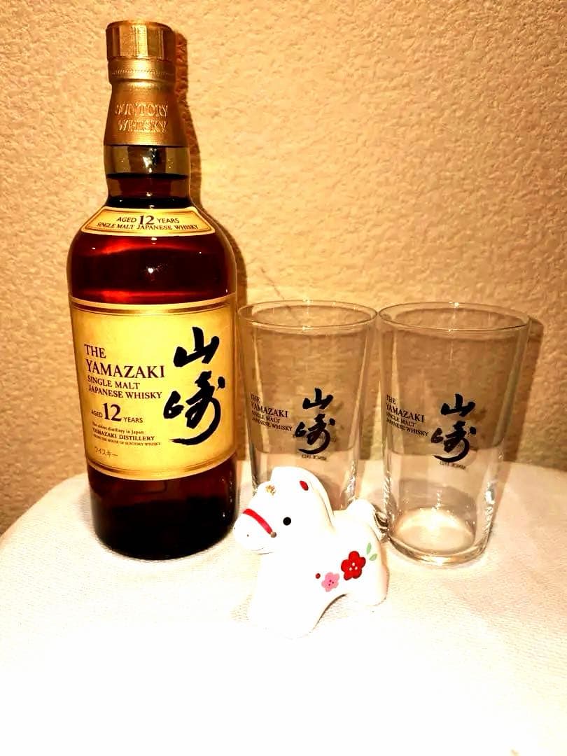 山崎 12年 シングルモルトウイスキー 700ml薄造りタンブラー新品2個付き