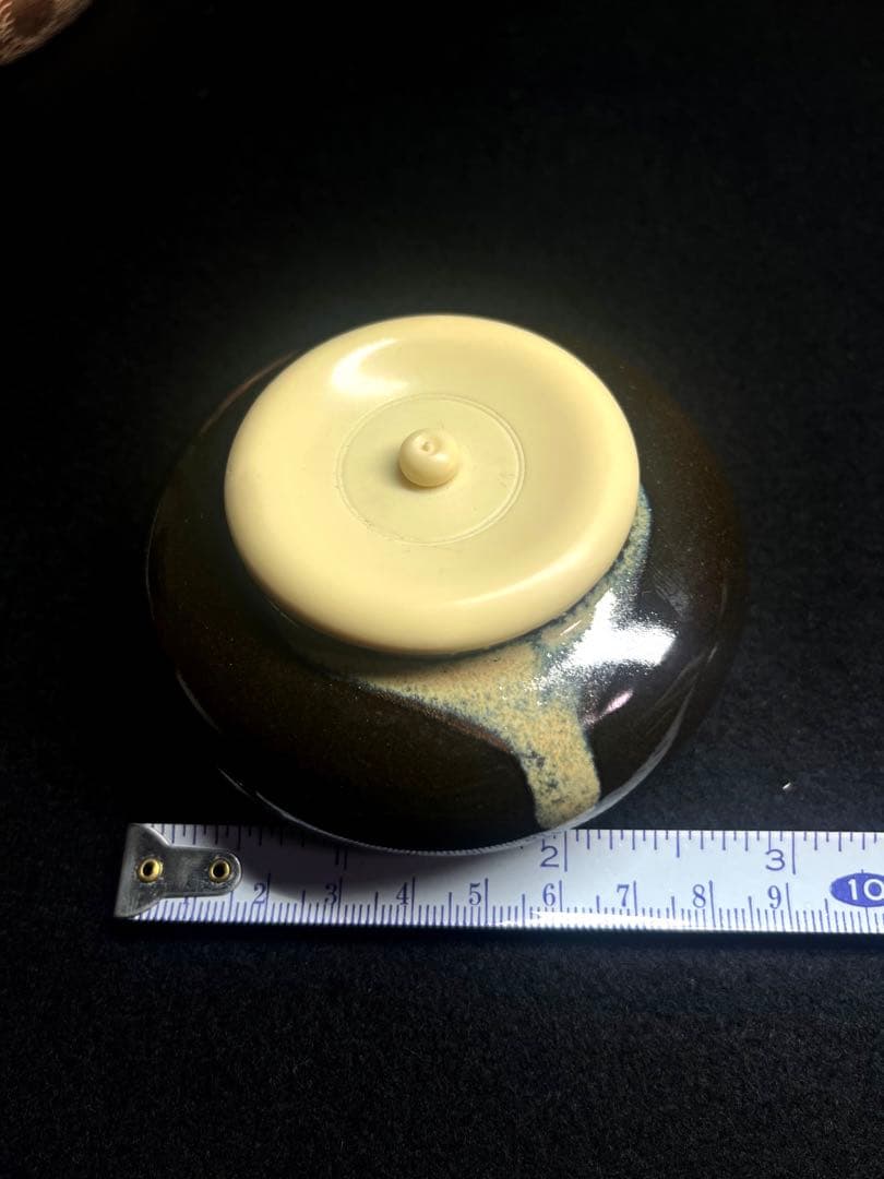 茶道具（樋渡陶六）大海茶入　織部金襴 共箱　未使用　肩衝き茶入れ・仕覆