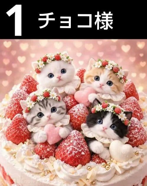 オーダーページ　ハンカチ2331 ねこちゃんケーキ柄　ハンドメイド3/11