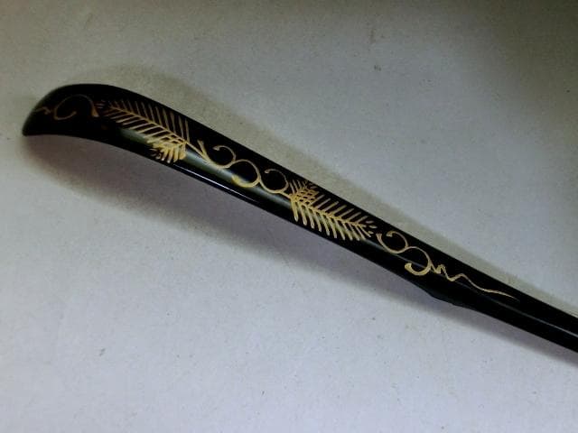 茶杓■直腰 丸撓め 涛山作 竹製 漆茶杓 松 蒔絵 漆工芸 お茶道具 骨董品■